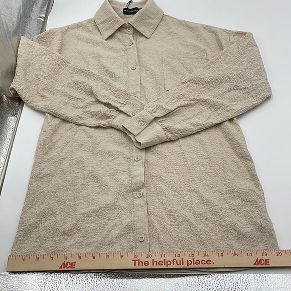 NWOTS pretty little thing cream ruched button down top - Picture 6 of 12